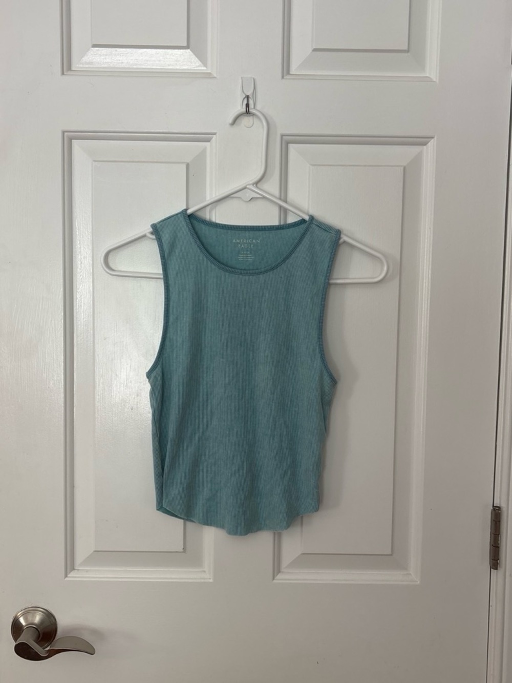 American Eagle Outfitters Teal Crewneck Ribbed Tank